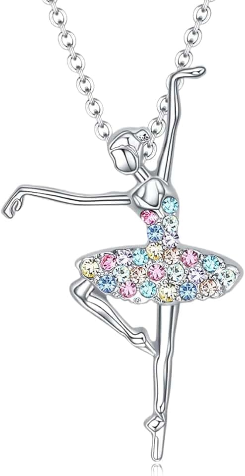 ZILZUFA Collana per Ragazza e Ballerina, Pendente con Ciondolo a Forma di Ballerina, Regalo per Amanti della Danza Classica, Collana per Ragazza
