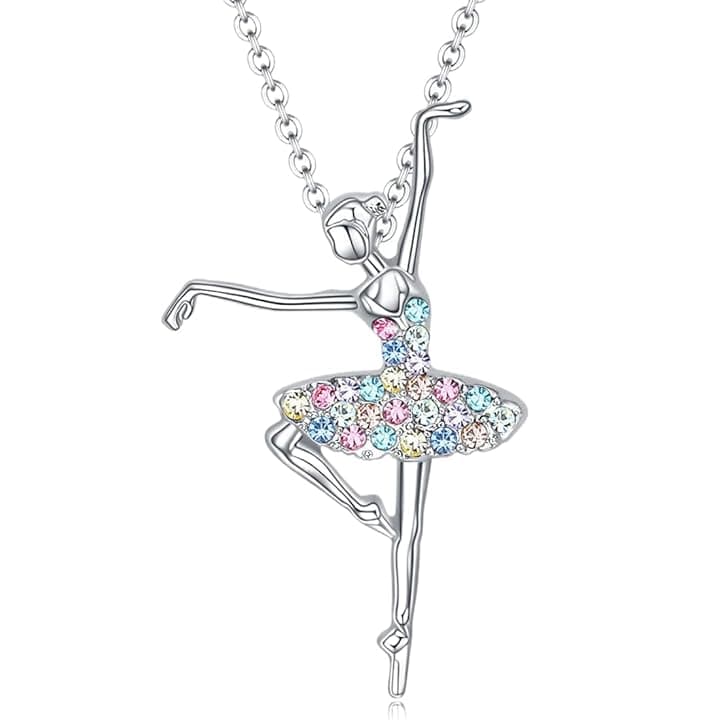 ZILZUFA ZILZUFA Collana per Ragazza e Ballerina, Pendente con Ciondolo a Forma di Ballerina, Regalo per Amanti della Danza Classica, Collana per Ragazza