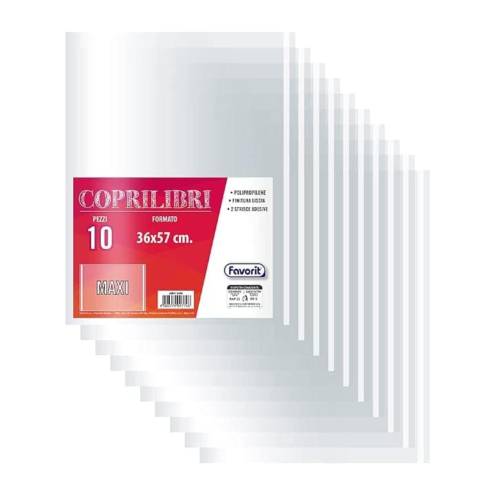 Favorit Coprilibri Formato Maxi 36x57 Trasparenti Finitura Liscia 10 pezzi