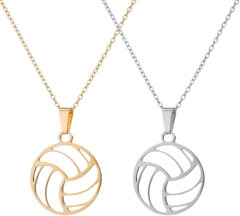 MIRKUZI 2 pezzi Collana da pallavolo in acciaio inossidabile per ragazzi Collana da basket Catena semplice per clavicola Regalo per ragazze adolescenti Ragazzi.