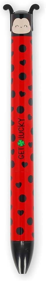 Legami - Penna Click&Clack a Due Colori, Tema Ladybug, Inchiostro Nero e Rosso, Penna a Scatto, Ideale per Scuola Ufficio Casa, Bicolore, Diametro Punta 1 mm