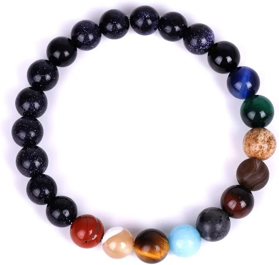 Thajaling Bracciale Galaxy Sistema Solare Elastico in Pietra Naturale Braccialetti universali Regalo per Bambini e ragazzi
