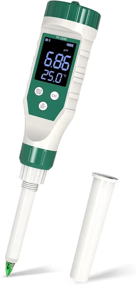Misuratore Ph per Alimenti, Digitale Bluetooth Phmetro con Retroilluminazione LCD e ATC, Impermeabile Alimenti Ph Meter per Carne, Pane, Formaggi, Terreni Soffici e Acqua