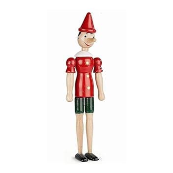 Marionetta in legno, Pinocchio, Disney, burattino, snodabile, artigianale, multicolore (20 cm)