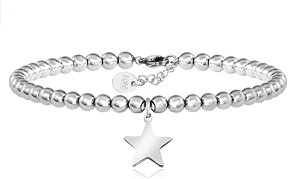 SAGA GIOIELLI Bracciale Donna Sfere Albero Della Vita Cuore Stella Acciaio