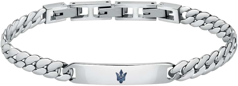 Maserati Jewels Bracciale Uomo in Acciaio, IP blu - JM222AVD05, Lunghezza 22 cm, Idea regalo per Papà, Fidanzato, Amico