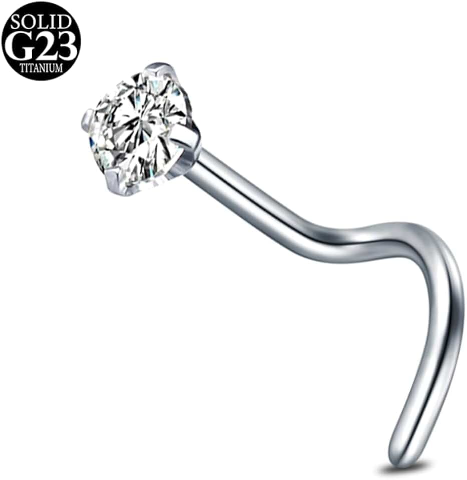 AceFun Piercing naso titanio per donne uomini 1.5mm 2mm 2.5mm 3mm diamante forma L Screw 1 Nostril Piercing a uncino 1 pezzi G23 acciaio gioielli con zirconi