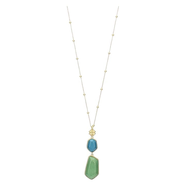 THUN THUN - Collana con pietre e quadrifoglio - ceramica, metallo - Collezione Dedicato a te - 70 + 5 cm
