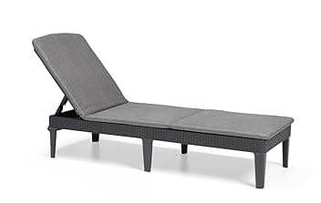 Keter Sdraio Prendisole da Esterno Jaipur, Ideale per Piscina, Terrazzo e Giardino, Schienale Reclinabile, Dotato di Cuscino, Colore Grafite, 58x187.5x29H cm