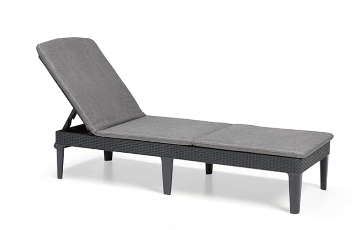 Keter Sdraio Prendisole da Esterno Jaipur, Ideale per Piscina, Terrazzo e Giardino, Schienale Reclinabile, Dotato di Cuscino, Colore Grafite, 58x187.5x29H cm