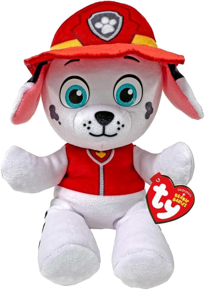 Ty - Collezione Paw Patrol, Marshall, Tutti gli Eroi della Squadra dei Cuccioli in Versione Floppy, Morbido Peluche da Collezionare, Idea Regalo per Grandi e Piccini - 20 cm - T44018