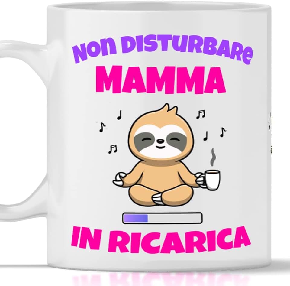 TeeDesign Tazza Mamma in Ricarica - Ceramica, 350 ml, Tazza, Regalo per la Mamma, Compleanno, Natale