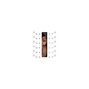 LOLIAS 12 Paia di Orecchini a Lobo Donna Uomo Ragazza Placcato Acciaio Chirurgico 316L Piercing Alla Cartilagine Orecchini a Lobo Piccoli 20G Trasparente Tondo Con Vite a Sfera Con Retro Piatto