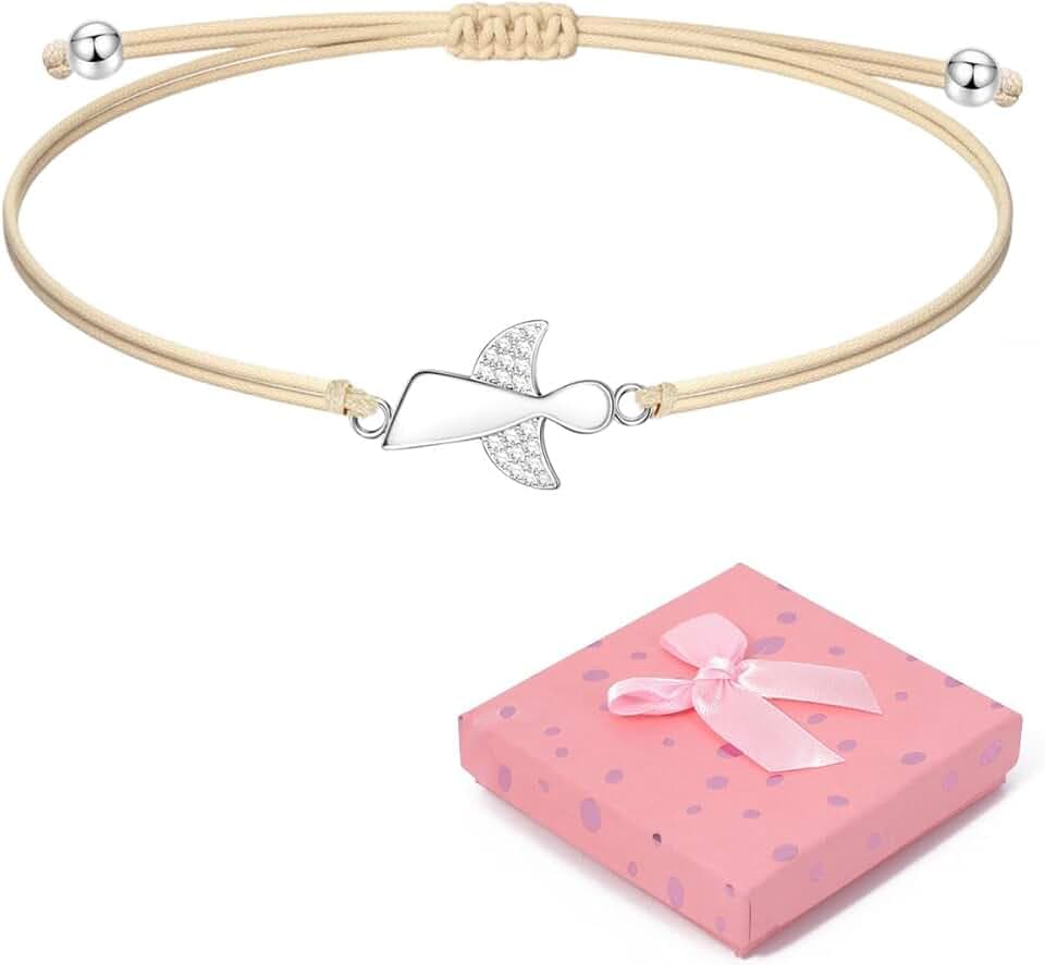 CULEB Bracciale con angelo custode in argento,bracciale bambina, Corda intrecciata regolabile Ideale per comunione, battesimo, cresima Regalo per ragazze e donne,con confezione regalo,Giallo