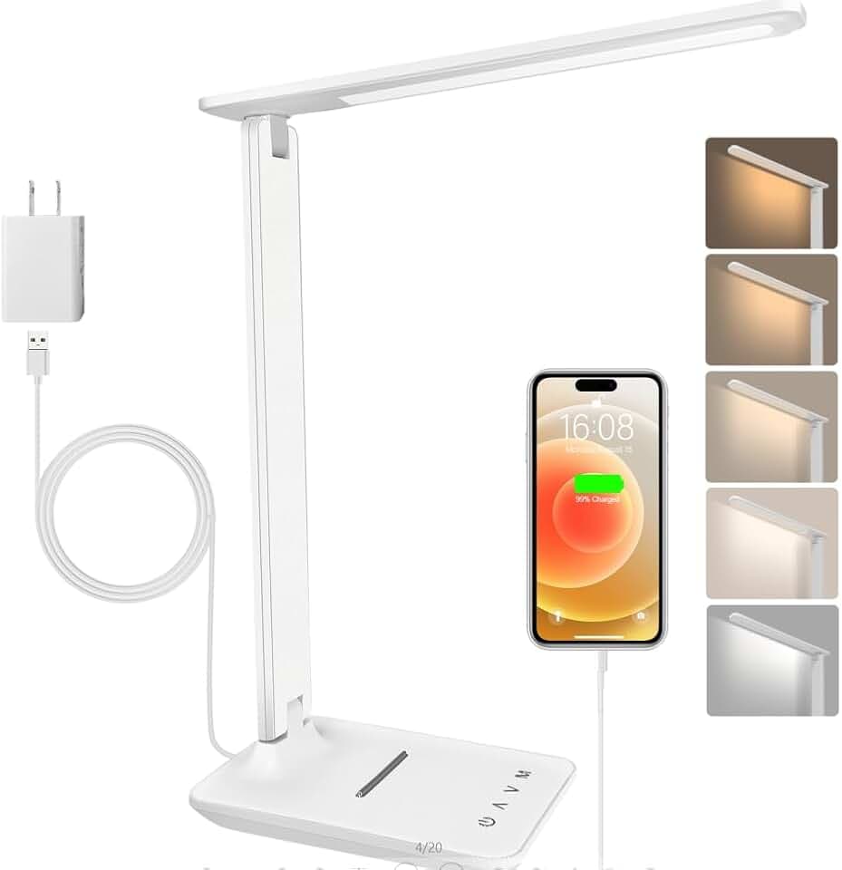 lampada da scrivania,lampada da lettura,dimmerabile lampada da tavolocon porta USB, 3 modalità di illuminazione, lampada da comodino pieghevole per lettura,unghie,lavoro,studiare,ufficio,dormitorio