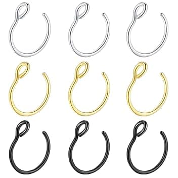 GXGM 9 Pezzi Falso Anello Di Naso In Acciaio Inossidabile a Forma Di c Piercing All'Orecchio Piercing Del Corpo Gioielli