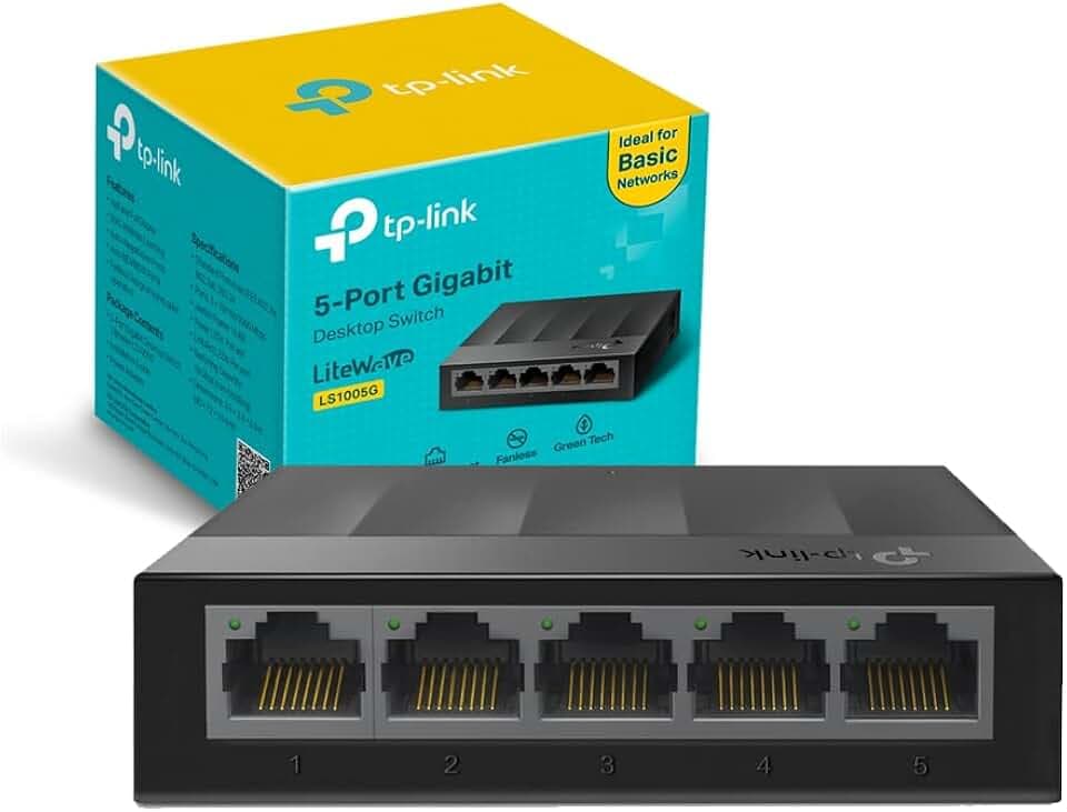 TP-Link LS1005G Switch Ethernet 5 Porte Gigabit, Sdoppiatore Ethernet, Ideale per la Casa e il Ufficio, Plug-and-Play, Funzionamento Silenzioso, Montaggio Desktop