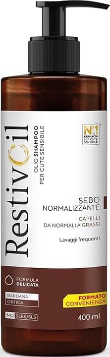 RestivOil Fisiologico Shampoo Nutriente per Capelli, Olio Fisiologico con Azione Idratante Protettiva e Riparatrice, per Capelli da Normali a Grassi, 400 ml
