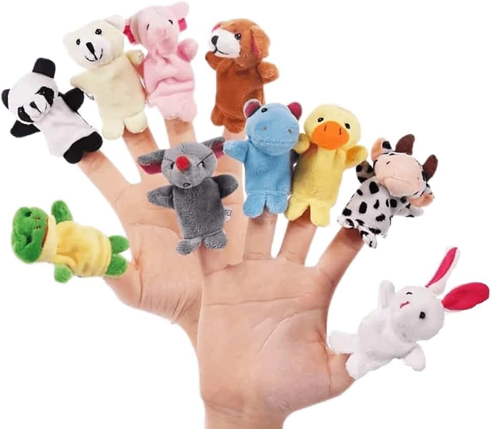 Puppet, pupazzi di dita di peluche, animali da gioco, pupazzo di dita, giocattoli educativi, burattini animali, burattino da dito, dito da dito, pupazzo di peluche, 10 pezzi, animali