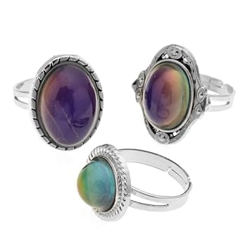 LUBINGSHINE 3Pcs Mood Anello Misura Regolabile Originale Ovale Cambiare Colore Anello Set Anello Gioielli
