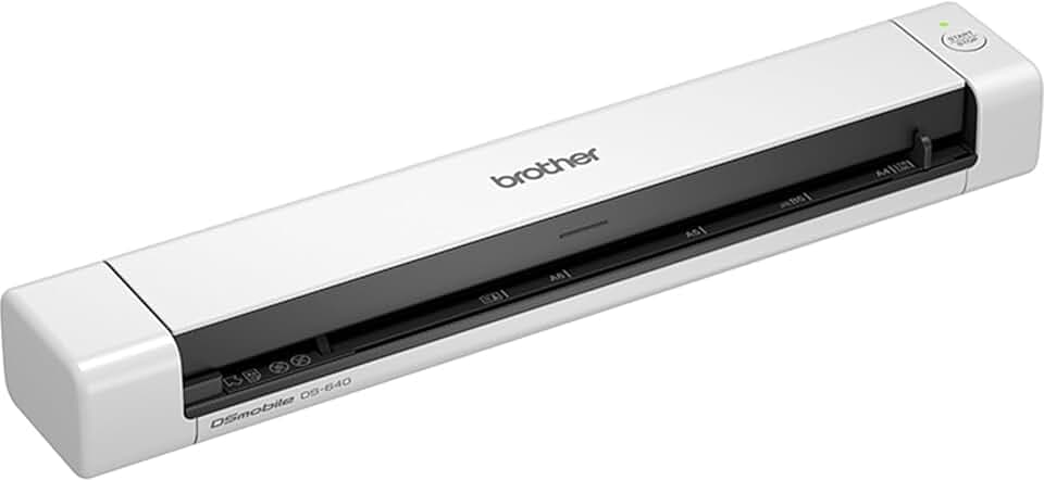 Brother DS640 Scanner Portatile, A4, Risoluzione 600 x 600 dpi, 15 ppm B/N e Colore, Autoalimentato Tramite USB