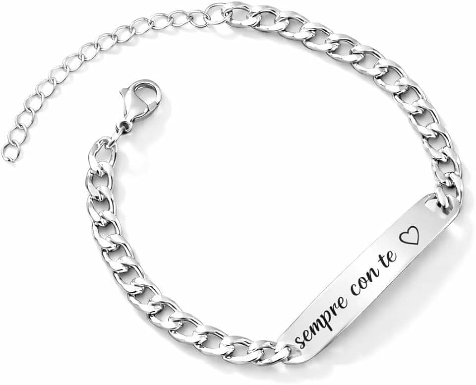 Collana dream Bracciale in Acciaio inossidabile Personalizzato con Incisione – Piastrina ID con Nome/Frase/ – Regalo per Uomo e Donna, Coppia, Amicizia, Anniversario