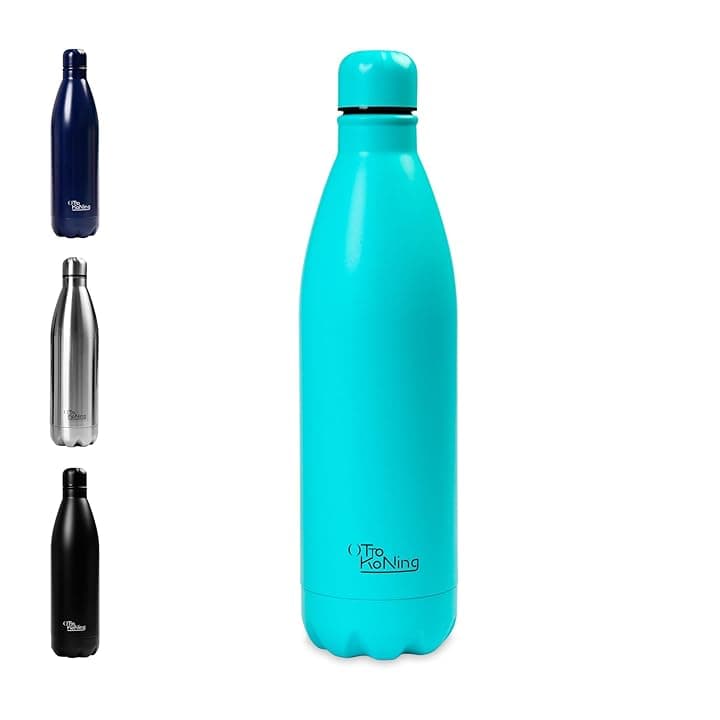 Borraccia Termica 1 Litro Otto Koning, Bottiglia Termica 1L in Acciaio Inox 18/8, Doppia Parete Sottovuoto, Freddo 24h Caldo 12h, Senza BPA e Ftalati, a Prova di Perdite, Senza Sapore Metallico