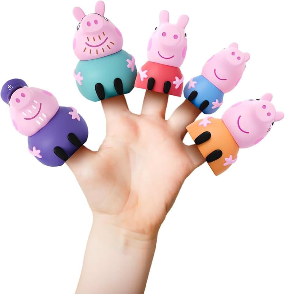 Peppa Pig – Set di 5 marionette da dito Peppa Pig Family – Acqua e Bagno Giocattoli – Età 3 (DeQube 919D00049)