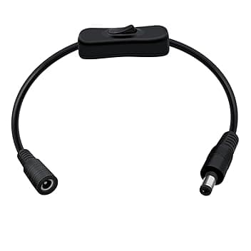 Cavo jack interruttore DC 22AWG 12V 24V cavo di prolunga DC 5,5 mm x 2,1 mm maschio femmina, DC5521 cavo per telecamere di sicurezza, router, DVR, strisce LED (nero, 0,3 m)