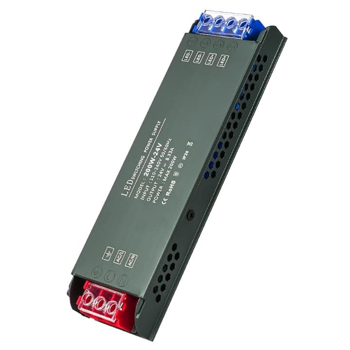 URAQT Trasformatore da 220V a 24V, Alimentatore LED 200W, Ultra Sottile Driver di Tensione Costante, Senza Rumore, per Bassa Tensione Striscia e Lampade LED