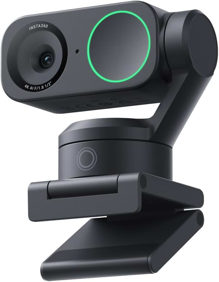 Insta360 Link 2 Pack standard - PTZ 4K Webcam per PC/Mac, Sensore da 1/2", IA Tracking, HDR, Mic di cancellazione del rumore IA, Controllo gestuale per lo streaming, Videochiamate, Gaming ClimatePartner certified
