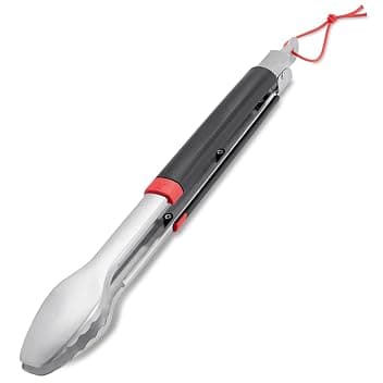Weber Pinza da sup. cottura (40cm), in acciaio inox, con impugnatura ergonomica e pratico sistema di chiusura, lavabile in lavastoviglie per una facile pulizia, con anello per appenderlo - Nero (6317)