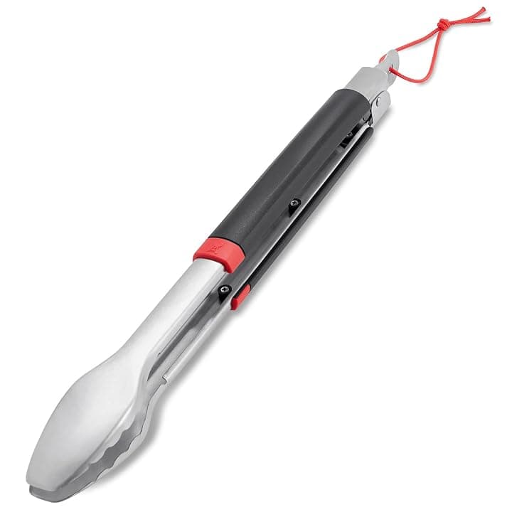 Weber Pinza da sup. cottura (40cm), in acciaio inox, con impugnatura ergonomica e pratico sistema di chiusura, lavabile in lavastoviglie per una facile pulizia, con anello per appenderlo - Nero (6317)