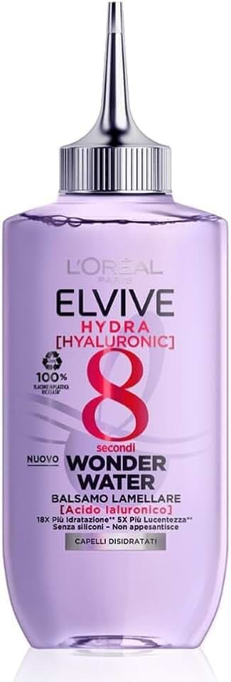 L'Oréal Paris Balsamo Lamellare Elvive Wonder Water Hydra Hyaluronic, Per Dare Lucentezza a Capelli Disidratati, Senza Siliconi, 200 ml