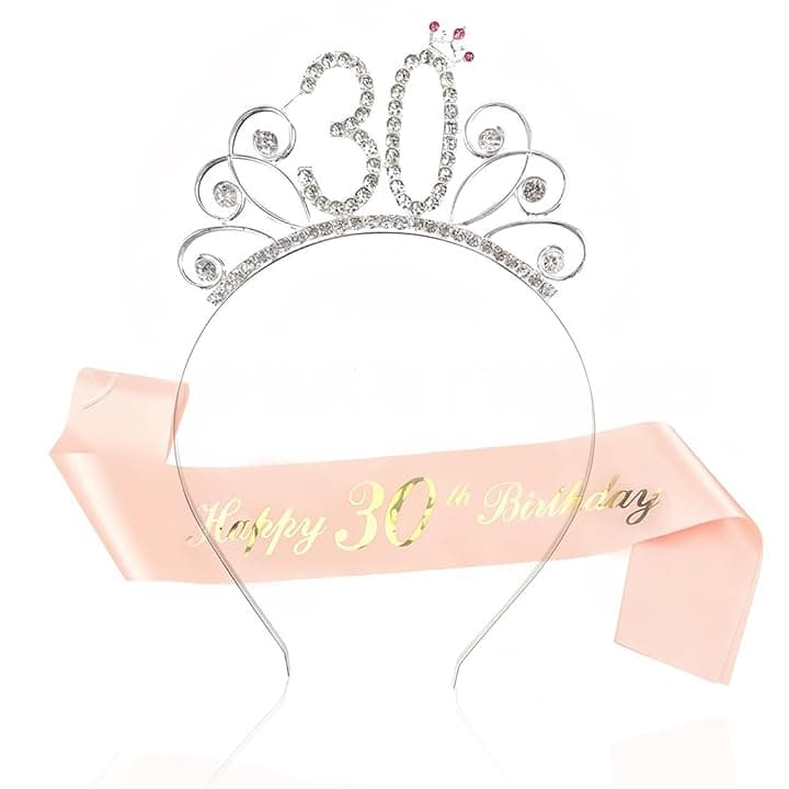 ZKGYUS Compleanno Corona e Fascia, Happy Donna Strass Corona Diadema e Fascia, per Accessori Decorativi per Feste per Ragazze