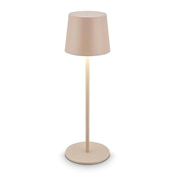 BRILONER Lampada da Tavolo LED Ricaricabile Wireless, Touch Dimmer Continuo, 2,6W 120lm 3000K, USB‑C, IP44, Batteria Sostituibile, Lampada da Comodino e Esterno, Design Moderno Beige