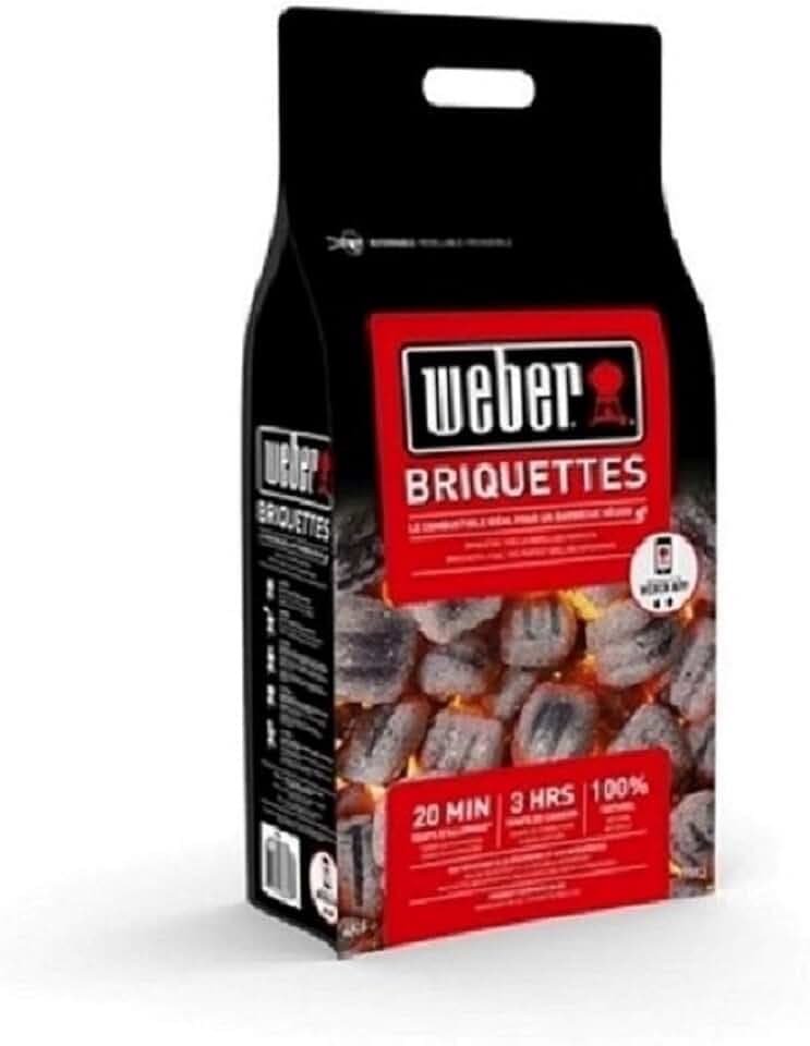 Weber Bricchette di Carbone 4 kg, Nero, 40,5 x 35,2 x 17,2 cm, 17667