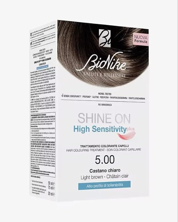 Bionike Shine On High Sensitivity - Trattamento Colorante Capelli, Kit Tinta Alta Tollerabilità Senza Ammoniaca, Azione Lenitiva, Dona un Colore Brillante, Copre i Capelli Bianchi