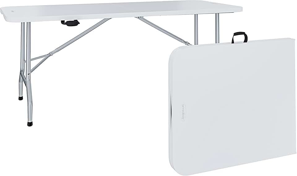 Arreditaly Tavolo Pieghevole Tavolino In Resina Dura Set Birreria Facile Trasporto Con Maniglia Ideale Per Campeggio Giardino Terrazzo Fiere Sagre Jalapa Rettangolare 180 x 74 x 74 cm Colore Bianco