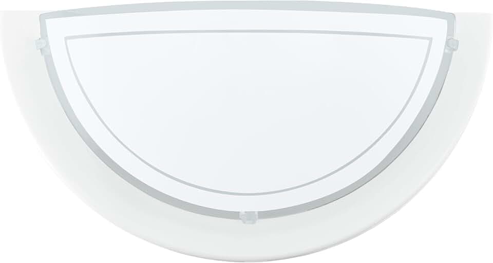 Eglo Lampada da parete Planet 1, applique a uno punto luce, lampada da parete per interni in acciaio e vetro, lampada da soggiorno in bianco e trasparente, lampada da ingresso con attacco E27
