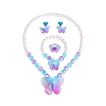VJUYSW Set di Gioielli Farfalla per Ragazze, Collana, Anelli, Bracciali, Orecchini, Regalo per Feste di Compleanno, Feste a Tema, Halloween