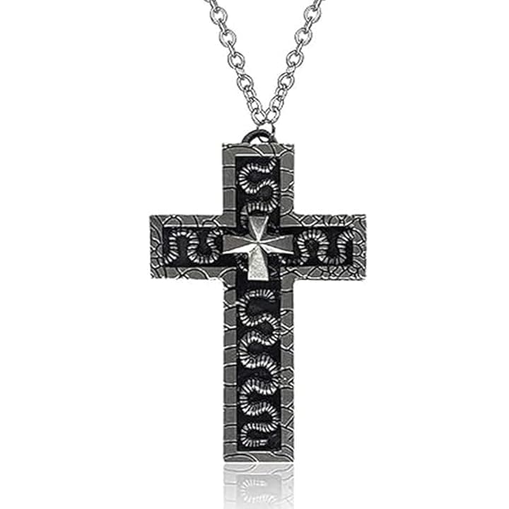 AVZYARDY Collana con ciondolo a forma di croce del gioco Squids, Collana a croce con scomparto segreto, Collana di calamari gioco, Croce antica stampata in 3D