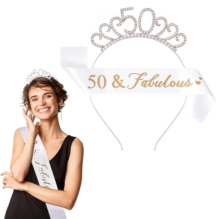 ZKGYUS Compleanno Corona e Fascia, Happy Donna Strass Corona Diadema e Fascia, per Accessori Decorativi per Feste per Ragazze