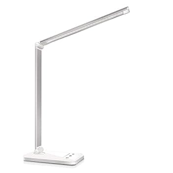 oxylops Lampada da Scrivania LED Protezione Degli Occhi, lampada Touch Control Pieghevole per cameretta,ufficio, porta di ricarica USB, 10 livelli di luminosità 5 modalità di illuminazione