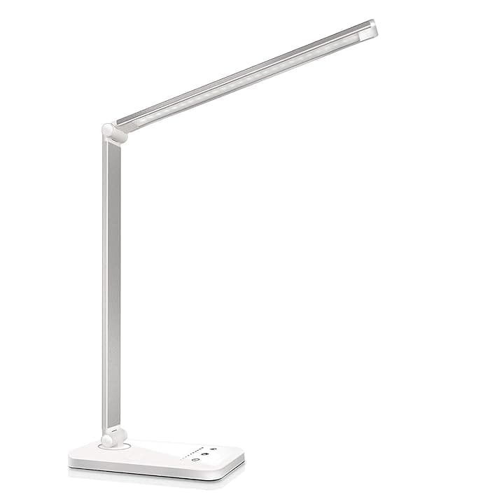 oxylops Lampada da Scrivania LED Protezione Degli Occhi, lampada Touch Control Pieghevole per cameretta,ufficio, porta di ricarica USB, 10 livelli di luminosità 5 modalità di illuminazione