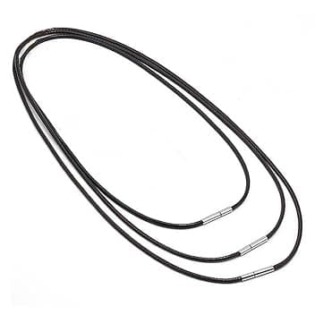 Reccisokz Reccisokz 3 Pezzi Cordoncino Per Collane,Collane Caucciu Uomo Con Chiusura,40/45/50cm Catena Di Cuoio Per Collana Uomo e Donna,Collana Ricambio Per Cindolo Di Catena Cordino Nero Per Ciondoli
