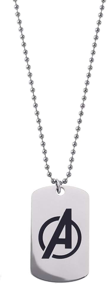 Marvel Collana in acciaio inox con ciondolo Spider-Man/Thanos/Avengers/Black Panther per bambini, lunghezza 56 cm