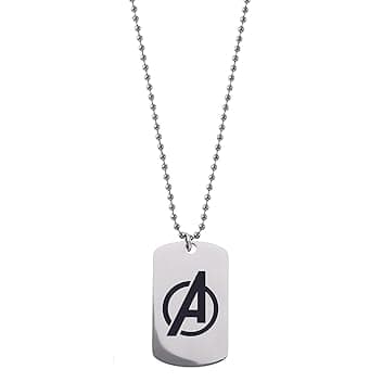 Marvel Collana in acciaio inox con ciondolo Spider-Man/Thanos/Avengers/Black Panther per bambini, lunghezza 56 cm