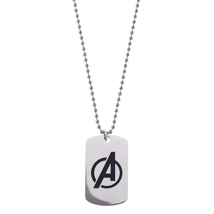 Marvel Collana in acciaio inox con ciondolo Spider-Man/Thanos/Avengers/Black Panther per bambini, lunghezza 56 cm