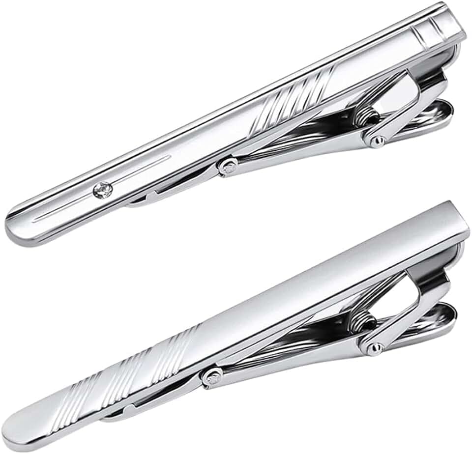 JEYORZY JEYORZY Fermacravatta Uomo Argento per Occasioni Speciali e Abbigliamento Quotidiano，Perfetto per San Valentino, Natale, Matrimoni e Meeting